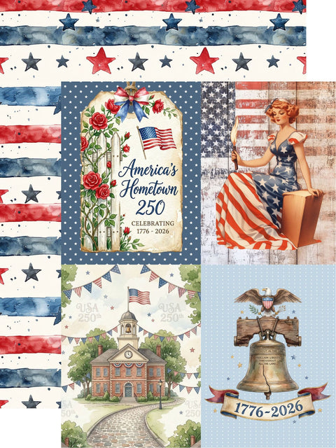 Country Craft Creations - Hometown Country 4th - 6x8 / 27 Double-Sided 6x8 Papers + 1 Fussy Cut Die Cut Sheet
