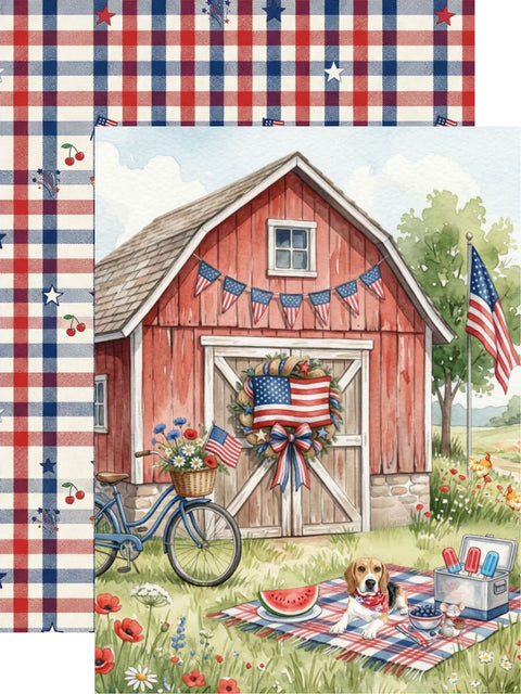 Country Craft Creations - Hometown Country 4th - 6x8 / 27 Double-Sided 6x8 Papers + 1 Fussy Cut Die Cut Sheet