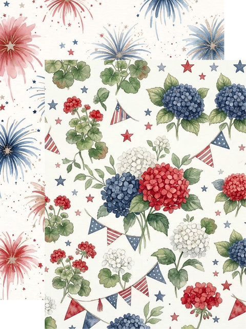 Country Craft Creations - Hometown Country 4th - 6x8 / 27 Double-Sided 6x8 Papers + 1 Fussy Cut Die Cut Sheet