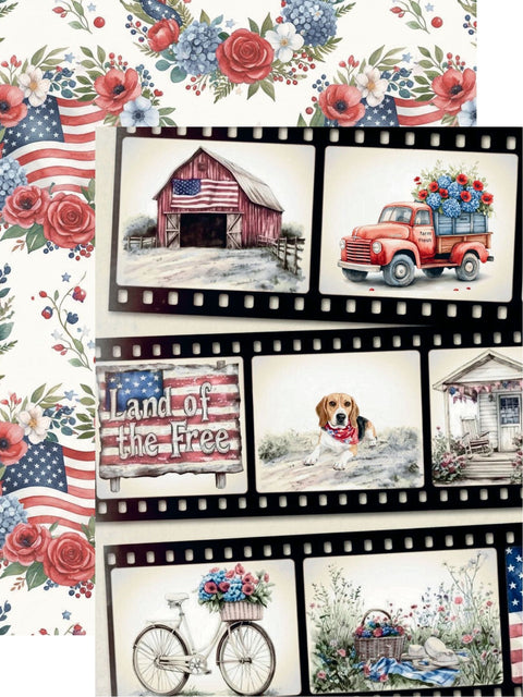 Country Craft Creations - Hometown Country 4th - 6x8 / 27 Double-Sided 6x8 Papers + 1 Fussy Cut Die Cut Sheet
