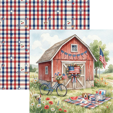 Country Craft Creations - Hometown Country 4th -12x12 / 27 Double-Sided 12x12 Papers + 1 Fussy Cut Die Cut Sheet
