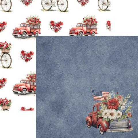 Country Craft Creations - Hometown Country 4th -12x12 / 27 Double-Sided 12x12 Papers + 1 Fussy Cut Die Cut Sheet