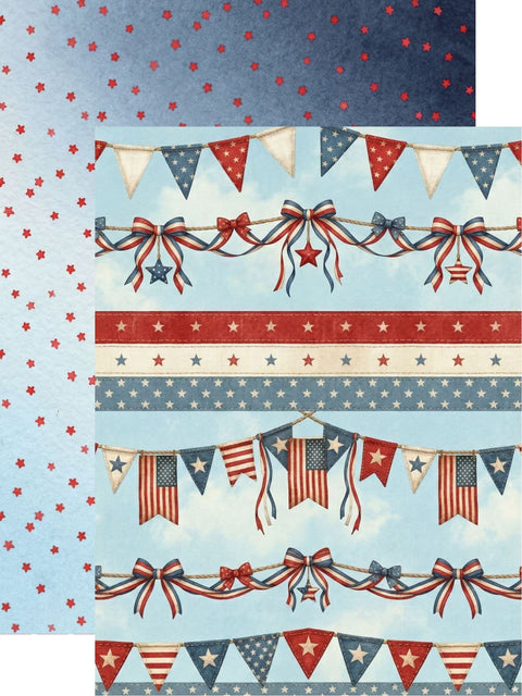 Country Craft Creations - Hometown Country 4th - 6x8 / 27 Double-Sided 6x8 Papers + 1 Fussy Cut Die Cut Sheet