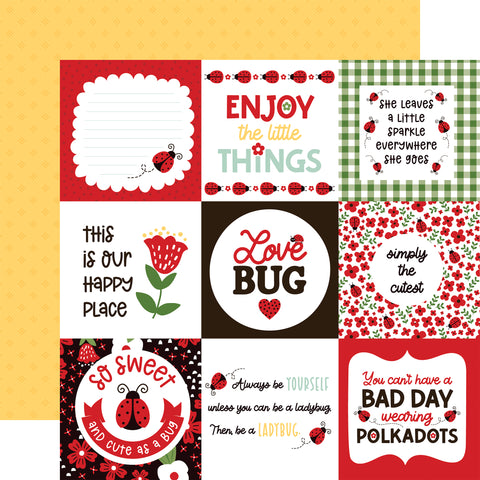 Echo Park - Little Ladybug - 12x12 Single Sheet / 4x4 Journaling Cards