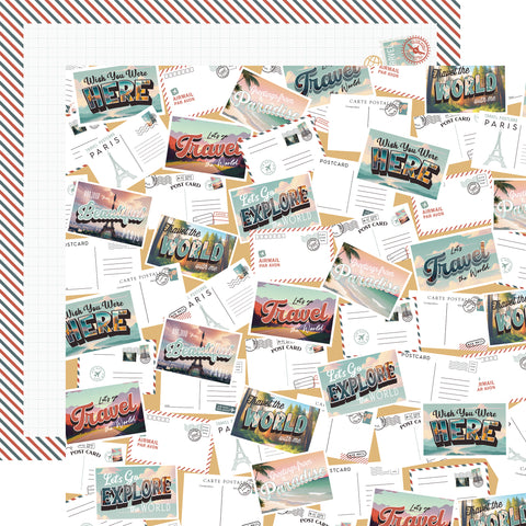 Echo Park - Let's Take The Trip - 12x12 Single Sheet / Mailing Postcards