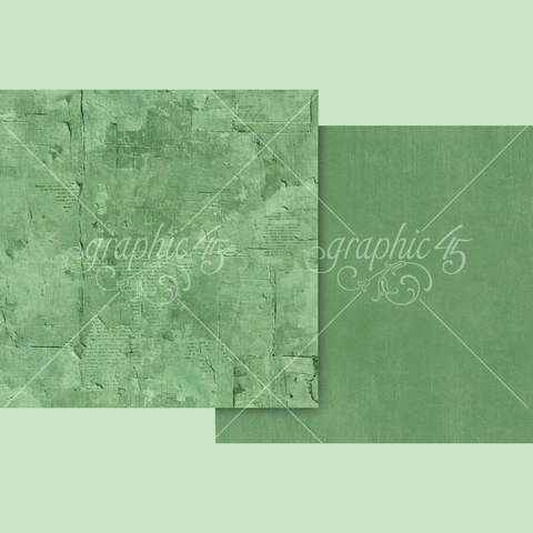 G45 - Journaling Through Time - 12x12 Single Sheet - Leaf Green Layered