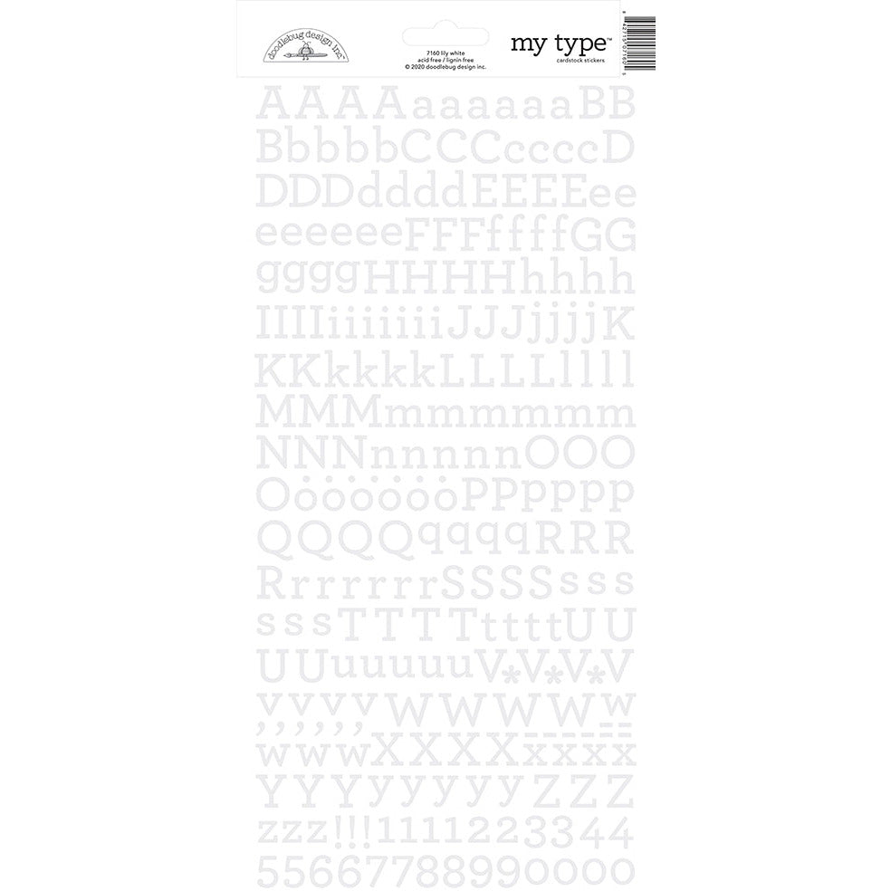 Doodlebug - My Type Alphabet Stickers - Lily White