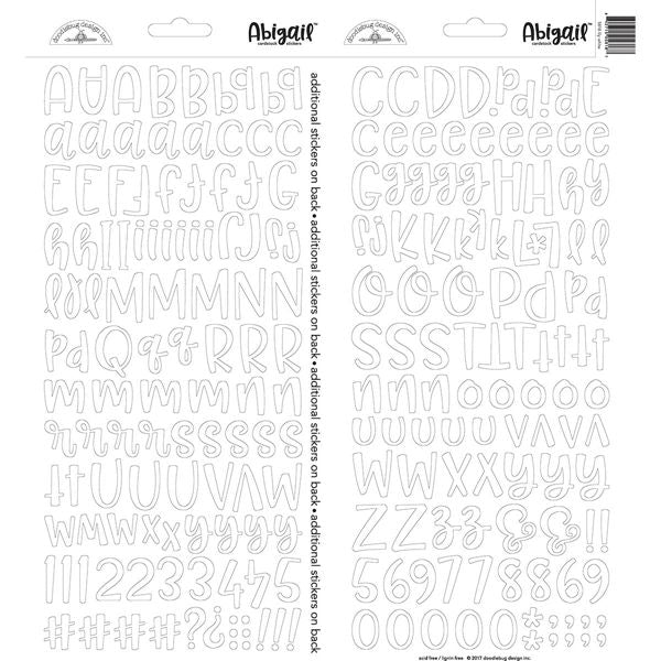 Doodlebug - Abigail Alphabet Stickers - Lily White