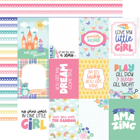Echo Park - My Little Girl - 12x12 Single Sheet / 3x4 Journaling Cards