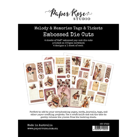 Paper Rose - Melody & Memories - 6x8 Tags & Tickets Embossed Die Cuts