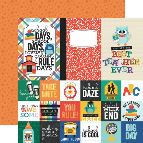 Echo Park - Off To School - 12x12 Single Sheet / Multi Journaling Cards
