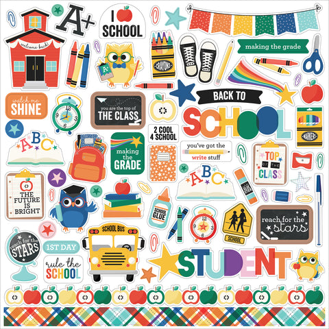 Echo Park - Off To School - 12x12 Element Sticker Sheet