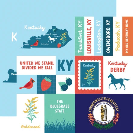 Echo Park - Our United States - 12x12 Single Sheets / Kentucky