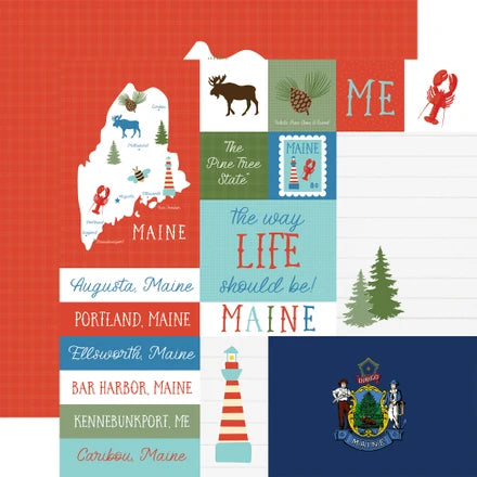 Echo Park - Our United States - 12x12 Single Sheets / Maine