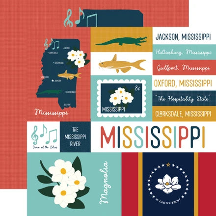 Echo Park - Our United States - 12x12 Single Sheets / Mississippi