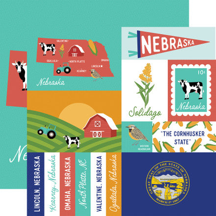 Echo Park - Our United States - 12x12 Single Sheets / Nebraska