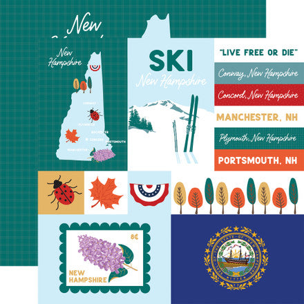 Echo Park - Our United States - 12x12 Single Sheets / New Hampshire