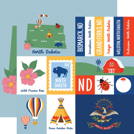Echo Park - Our United States - 12x12 Single Sheets / North Dakota