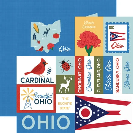 Echo Park - Our United States - 12x12 Single Sheets / Ohio