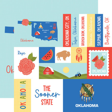 Echo Park - Our United States - 12x12 Single Sheets / Oklahoma