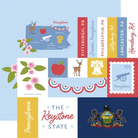 Echo Park - Our United States - 12x12 Single Sheets / Pennsylvania