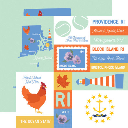 Echo Park - Our United States - 12x12 Single Sheets / Rhode Island