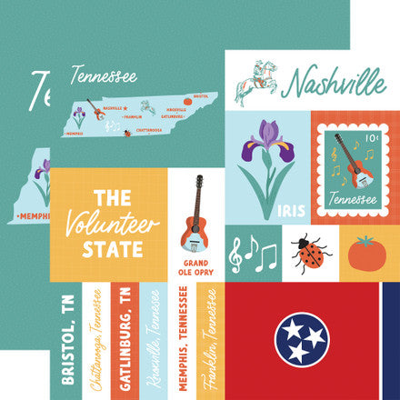 Echo Park - Our United States - 12x12 Single Sheets / Tennessee