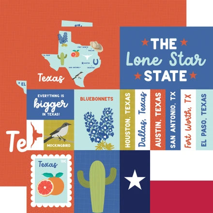 Echo Park - Our United States - 12x12 Single Sheets / Texas