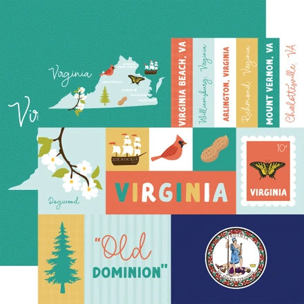 Echo Park - Our United States - 12x12 Single Sheets / Virginia