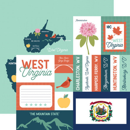 Echo Park - Our United States - 12x12 Single Sheets / West Virginia