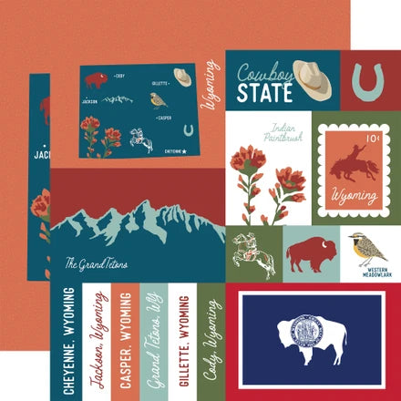 Echo Park - Our United States - 12x12 Single Sheets / Wyoming