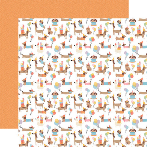 Echo Park - Party Animal - 12x12 Single Sheets - Party Puppies