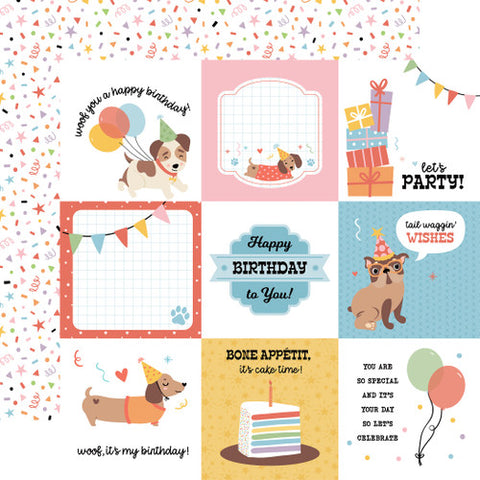 Echo Park - Party Animal - 12x12 Single Sheets - 4x4 Journaling Cards