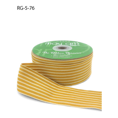 Ribbon - 1 1/2 inch Woven Grosgrain Stripe Ribbon with Woven Edge / Butterscotch and Oatmeal Stripes