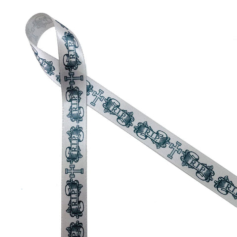 Ribbon - 5/8 Inch RIP Graveyard ribbon for Halloween