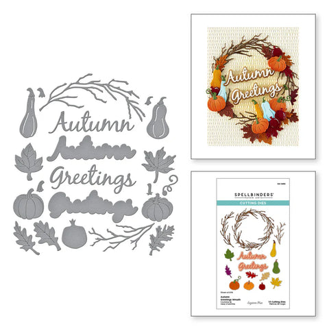 Spellbinders - Autumn Greetings Wreath Etched Dies from the Texture & Foliage Collection