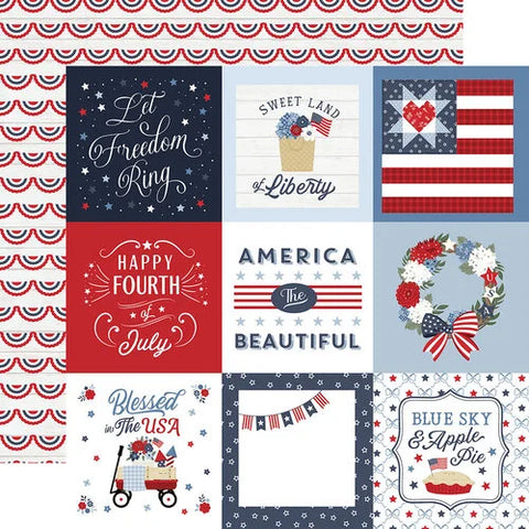 Echo Park - All American - 12x12 Single Sheets/ 4x4 Journaling Cards