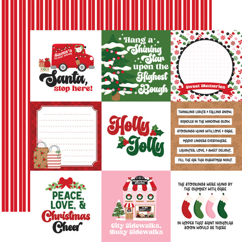 Echo Park - Santa's Christmas Delivery - 12x12 Single Sheets - 4x4 Journaling Cards