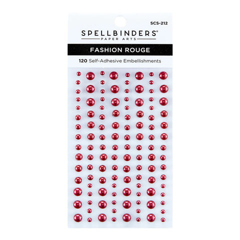 Spellbinders - Embellishments - Pearl Dots - Self Adhesive / Fashion Rouge