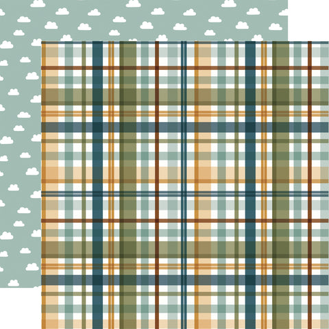 Echo Park - Special Delivery Baby Boy - 12x12 Single Sheet / Loved Boy Plaid