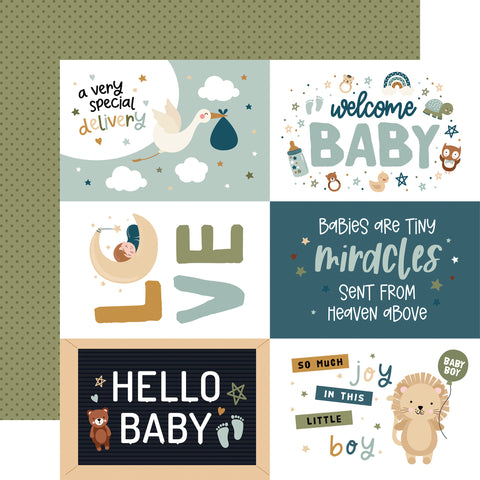 Echo Park - Special Delivery Baby Boy - 12x12 Single Sheet / 6x4 Journaling Cards