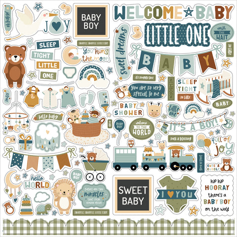 Echo Park - Special Delivery Baby Boy - 12x12 Element Sticker Sheet