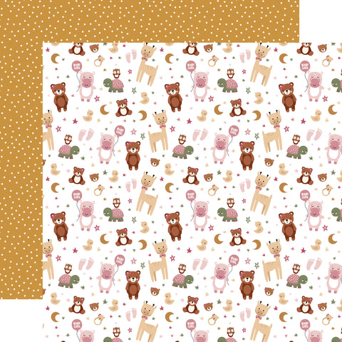 Echo Park - Special Delivery Baby Girl - 12x12 Single Sheet / Baby Girl's Animals