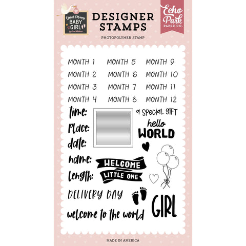 Echo Park - Special Delivery Baby Girl - Stamp Set