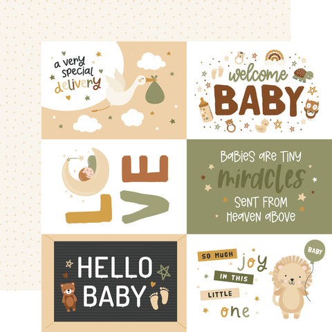 Echo Park - Special Delivery Baby - 12x12 Single Sheet / 6x4 Journaling Cards