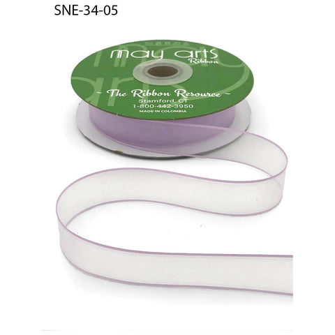 Ribbon - 3/4 Inch Soft Sheer Ribbon with Thin Solid Edge - Lavender