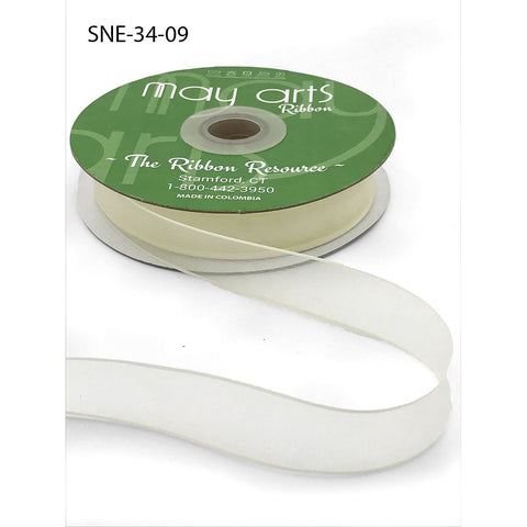 Ribbon - 3/4 Inch Soft Sheer Ribbon with Thin Solid Edge - Ivory