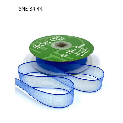 Ribbon - 3/4 Inch Soft Sheer Ribbon with Thin Solid Edge - Royal Blue