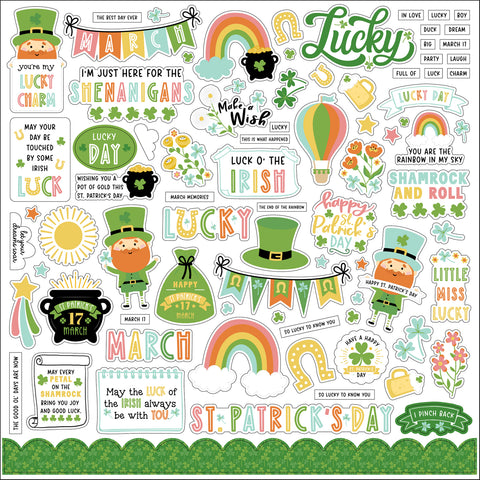 Echo Park - Happy St Patrick's Day - 12x12 Element Sticker Sheet