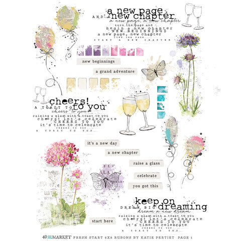 49 & Market - Fresh Start - Rub-on Transfer Set